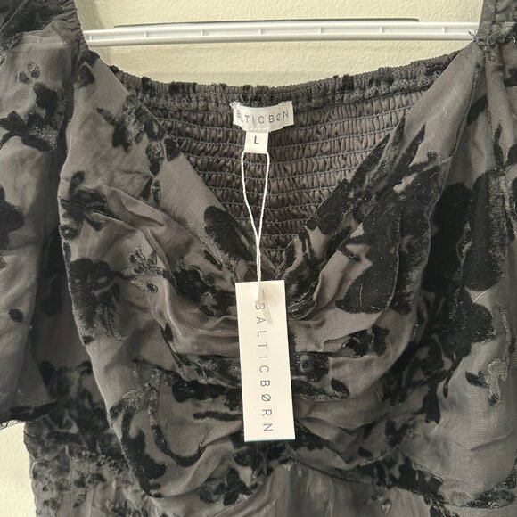 Baltic Born Mera Velvet Midi Dress Size Large Black - Picture 2 of 5